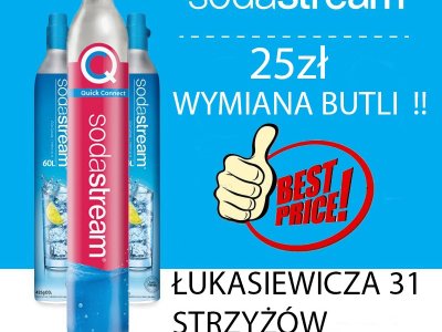 Napełnianie i wymiana butli sodastream, dafi, brita, philips, spinell soda i inne  Różowe i niebieskie 25zł