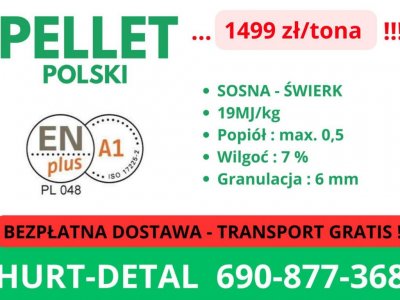 PELLET POLSKI - POLSKI PRODUCENT 1499zl paleta - transport gratis !