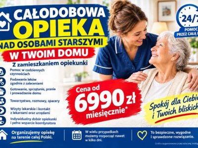 Opieka domowa seniora z opiekunem na stałe - od 6990 zł miesięcznie