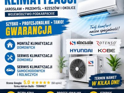 Montaż klimatyzacji Jarosław Przemyśl Rzeszów i okolice  TERMNET